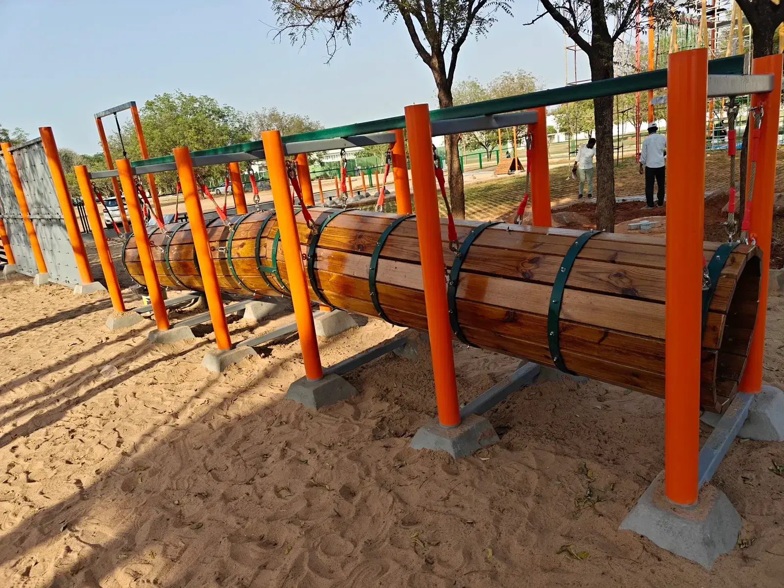Obstacle course log tunnel at Sreenidhi International School