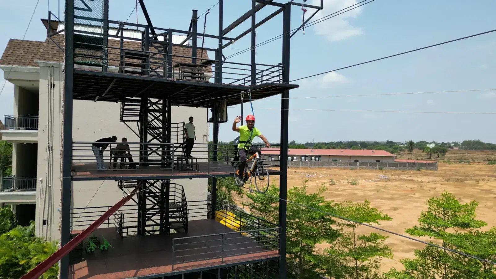 Rider on the quick jump at the Maira Resort multi-activity tower
