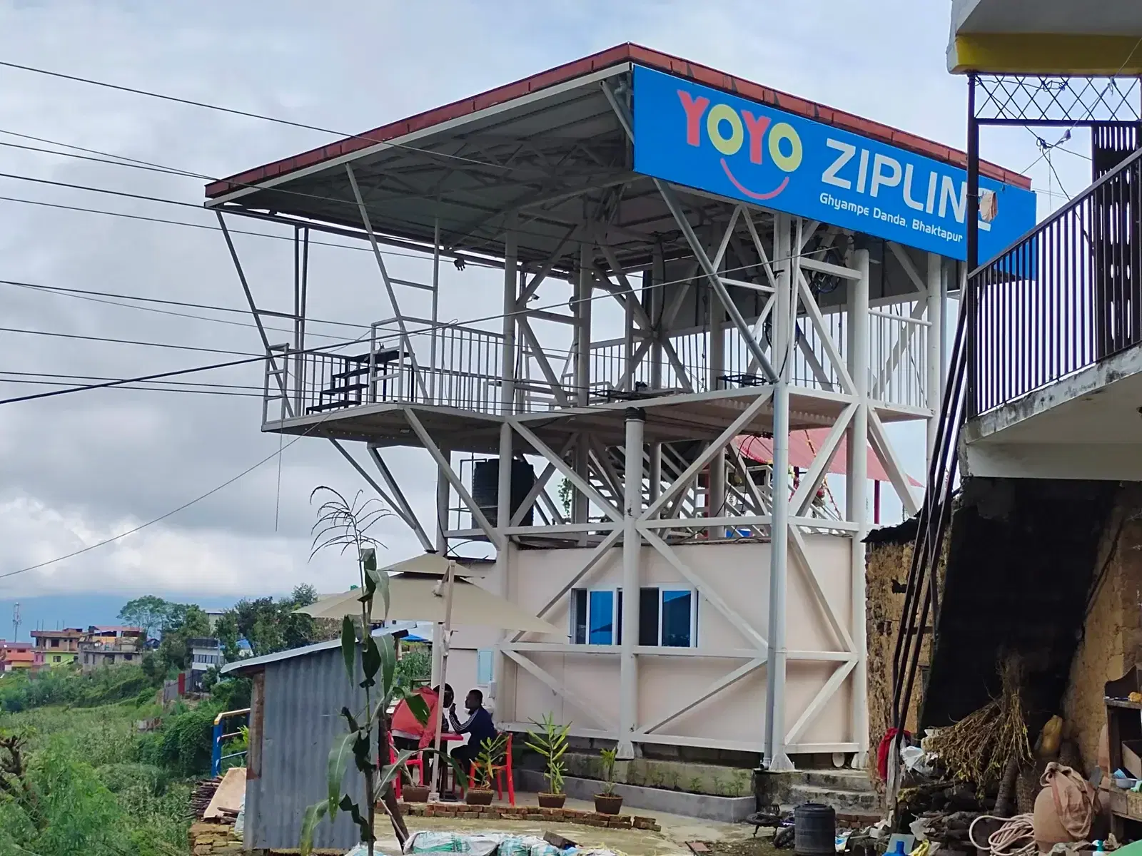 YOYO zipline branded launch station, Kathmandu
