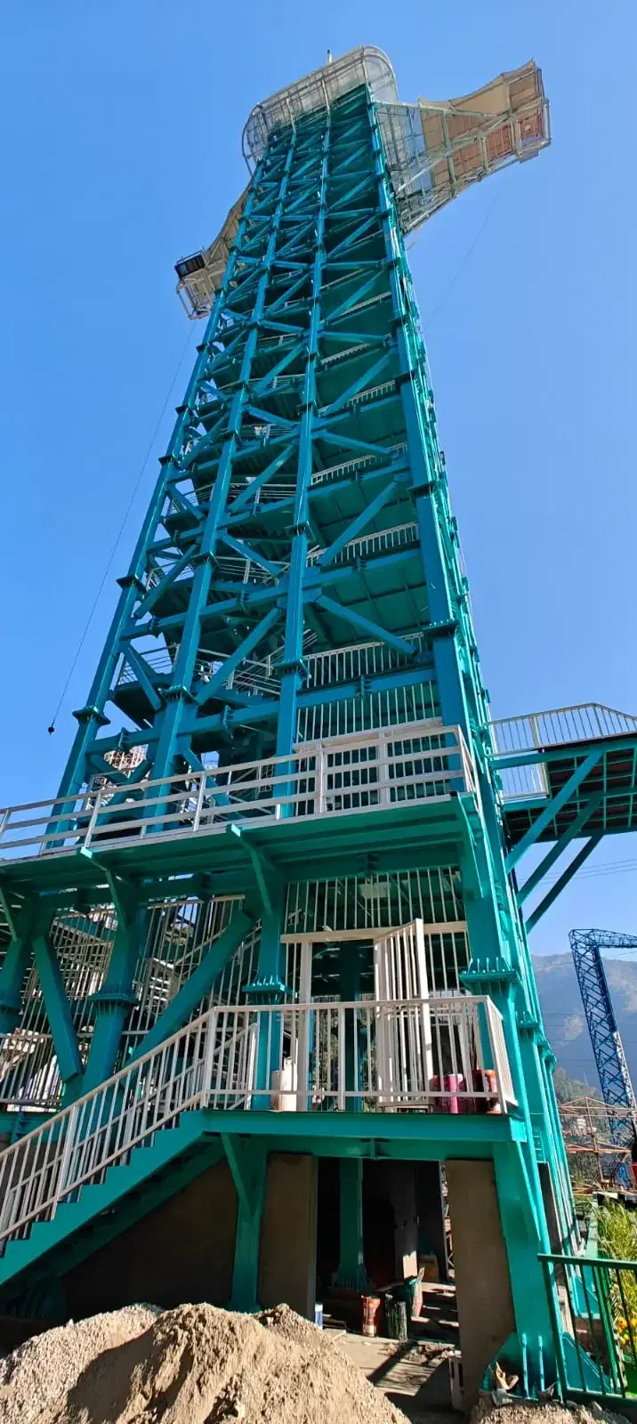 Sky walk and glass walk levels on the D Splash bungee tower, Rishikesh