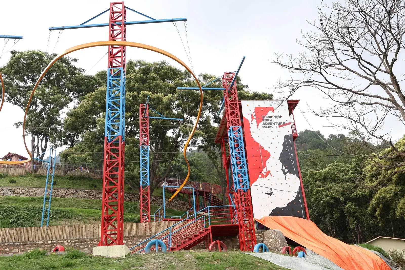 Multi-activity tower with climbing wall at the Choudhary Group park, Kathmandu
