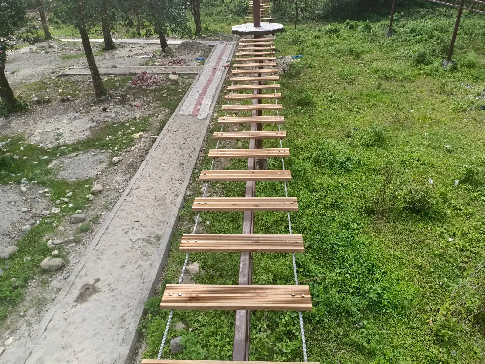 Plank walkway element of the ropes course at Pasighat