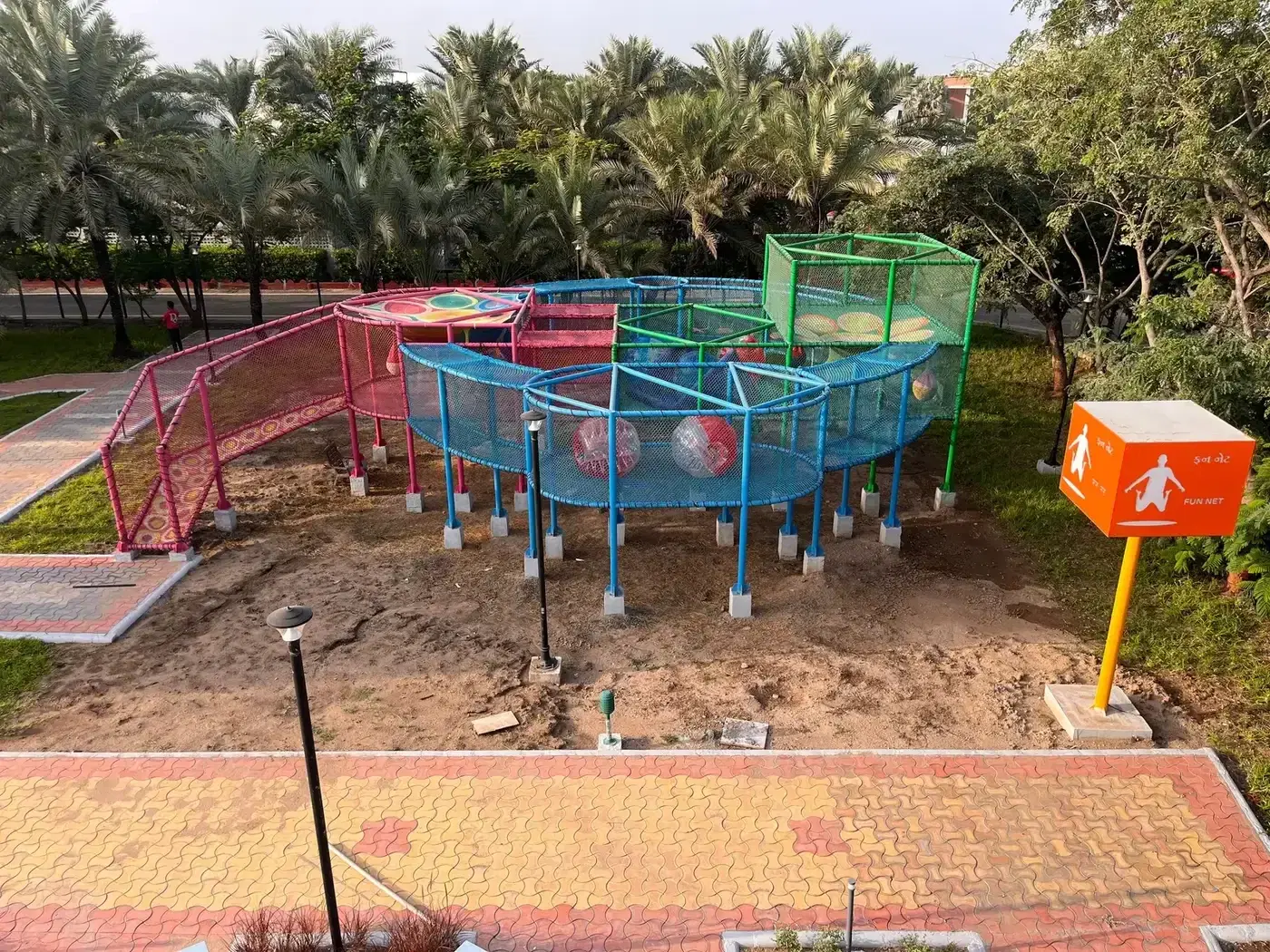 Fun Net play towers at the Adani Mundra adventure zone, Gujarat