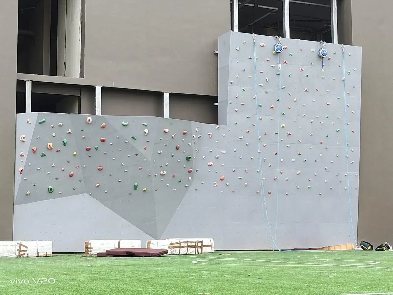 Climbing and bouldering wall with auto belays at Ambuja Neotia Utalika, Kolkata