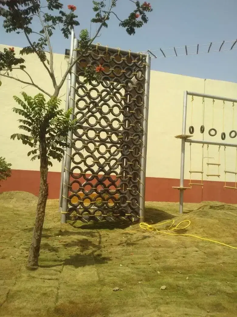 Lattice climbing structure in the Vantara adventure enclosure