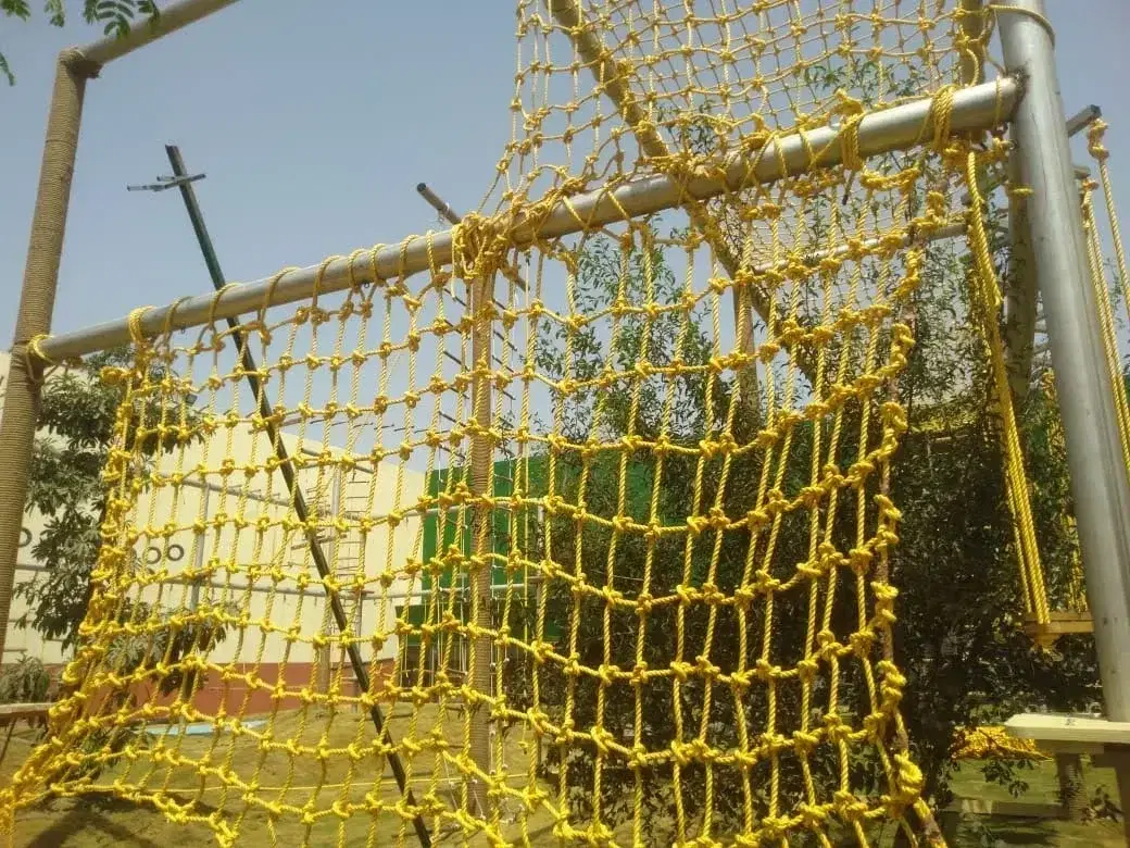 Cargo net climbing element in the Vantara primate enclosure