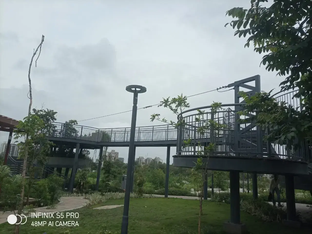 Zipline running over the landscaped play park at Godrej Skyline, Pune