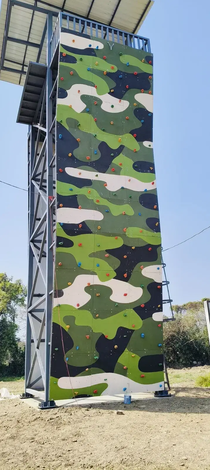 Camouflage-finish dual-face climbing wall at Barrackpore Military Station