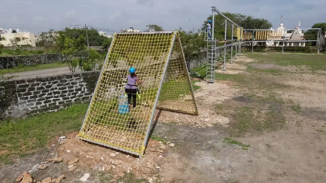Net climb frame element on the Arya Kanya ropes course