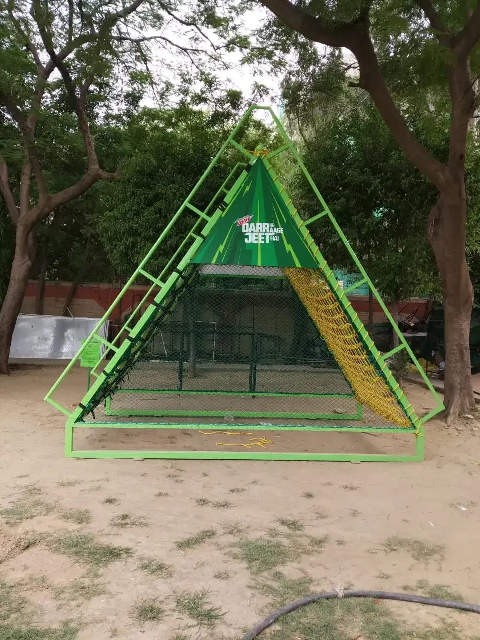 Net pyramid climbing element at a Mountain Dew college event