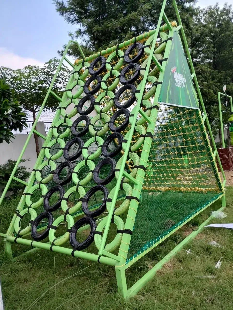 Tyre net climb frame from the Mountain Dew college activation kit