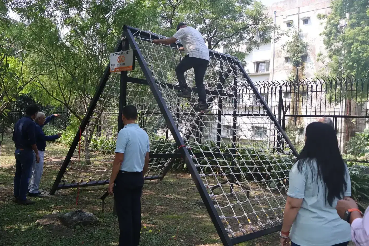 Climber on the commando net at IMF Delhi