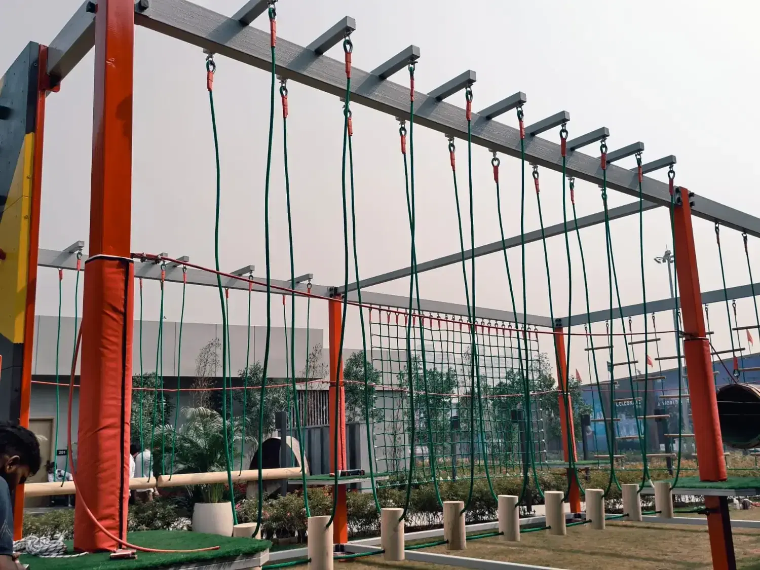 Hanging steps element on the Signature Global ropes course
