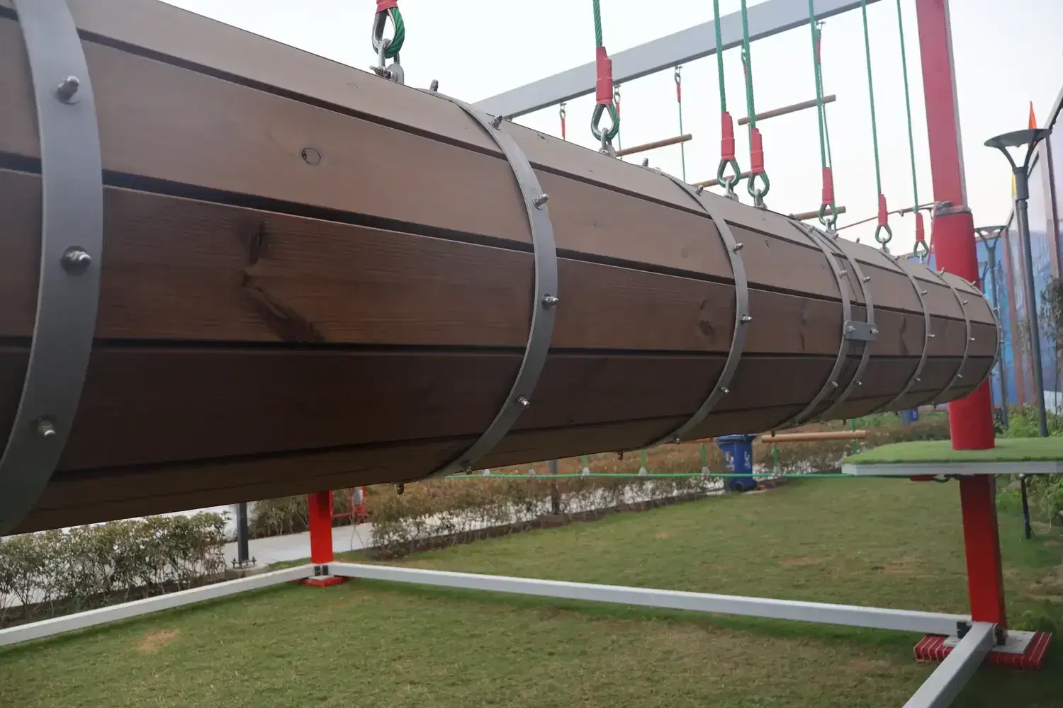 Wooden tunnel element at the Signature Global adventure zone