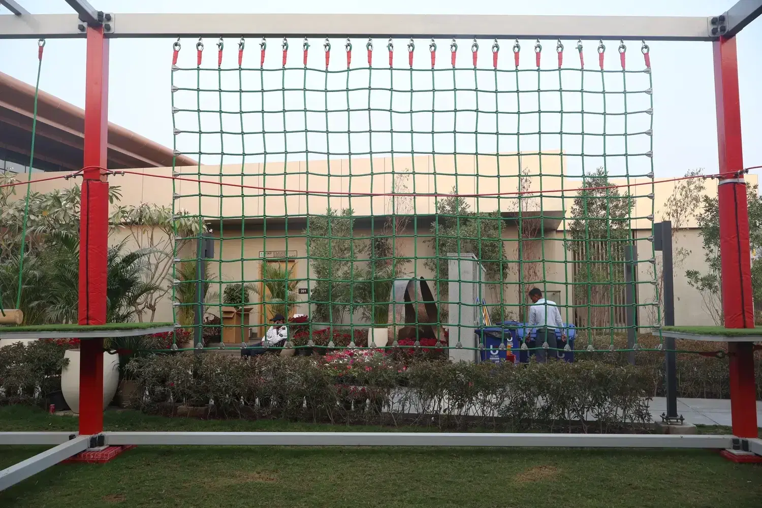 Ropes course set within the landscaped show-flat zone at Signature Global, Gurugram