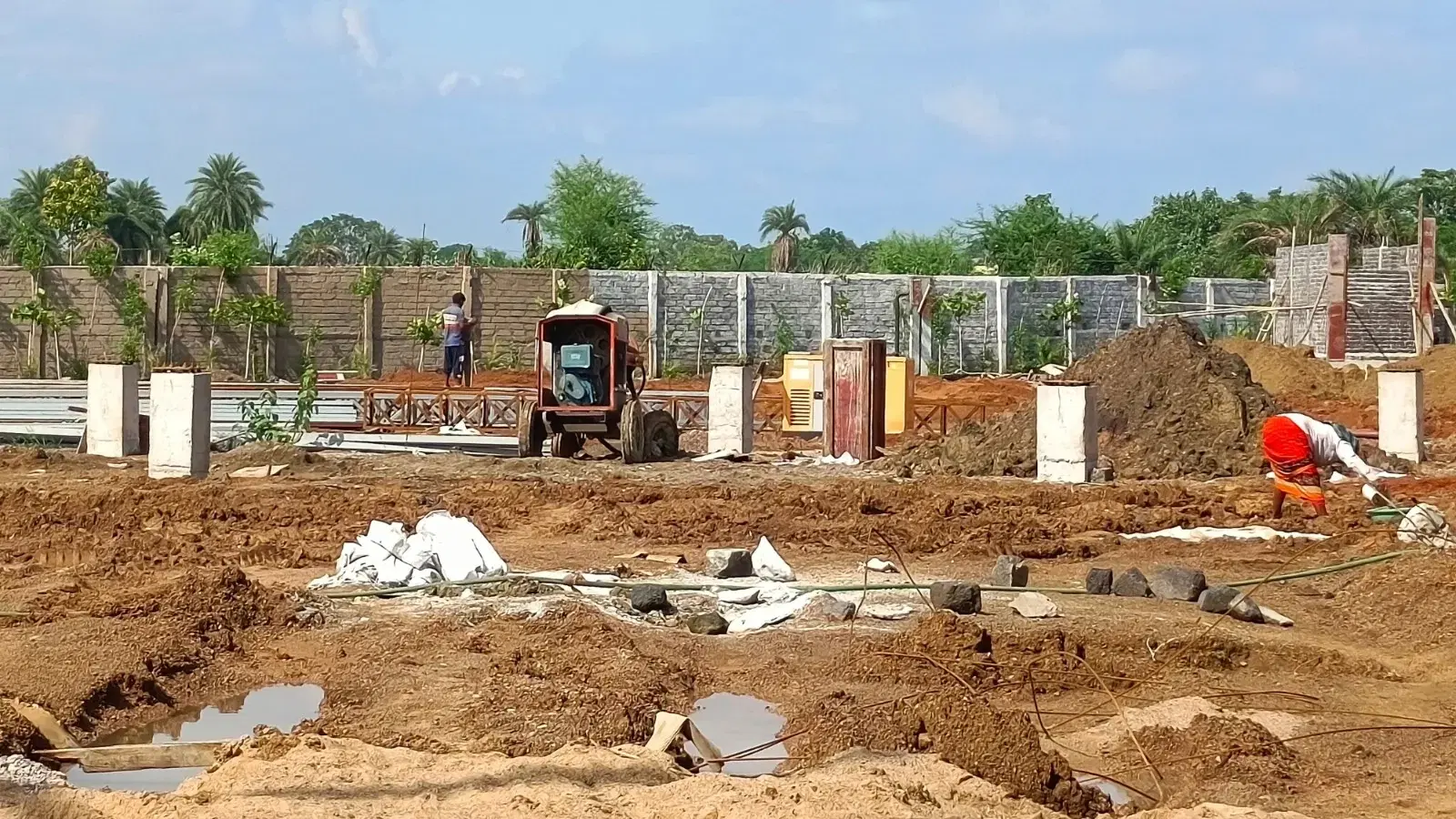 Foundations and site work in progress during construction of the Maira Resort adventure park