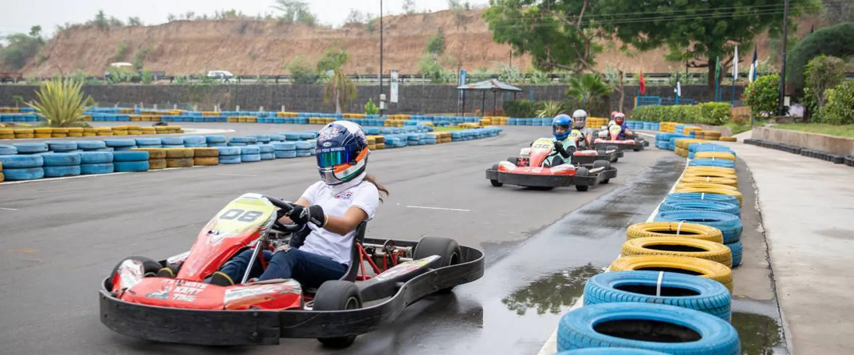 Riders enjoying go kart ride built by Oxo